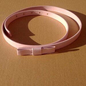 Gap real leather pale light pink narrow skinny snap post belt with bow M…